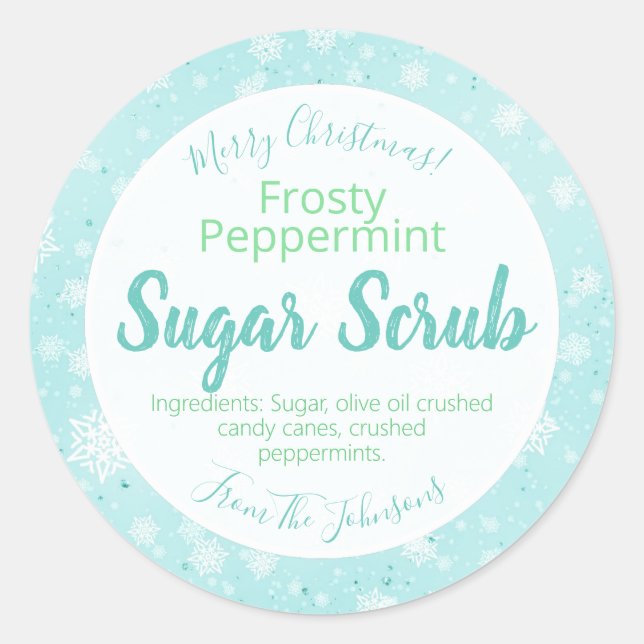 Peppermenthe Frosty Noël Scrub sucre Étiquettes (Devant)