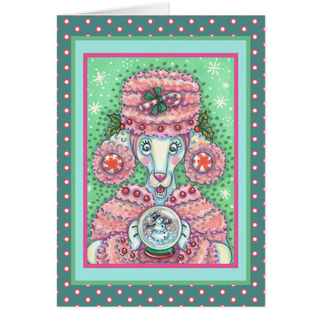 PEPPERMINE ROSE POODLE NOËL CARTE DE RECONNAISSANC (Devant)