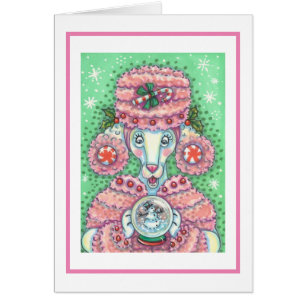 PEPPERMINE ROSE POODLE NOËL CARTE DE SALUT B