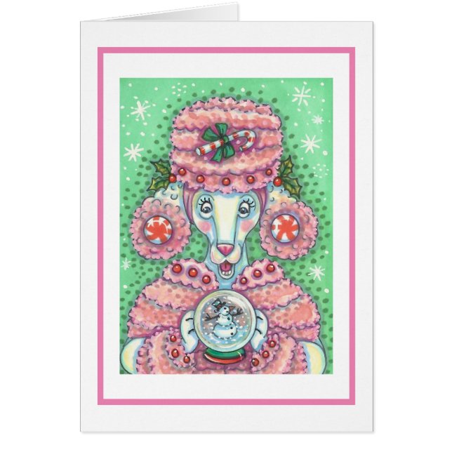 PEPPERMINE ROSE POODLE NOËL CARTE DE SALUT B (Devant)