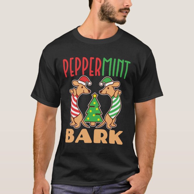 Peppermint Bark Weihnachtsgebäck Dackel Dog T-Shirt (Vorderseite)