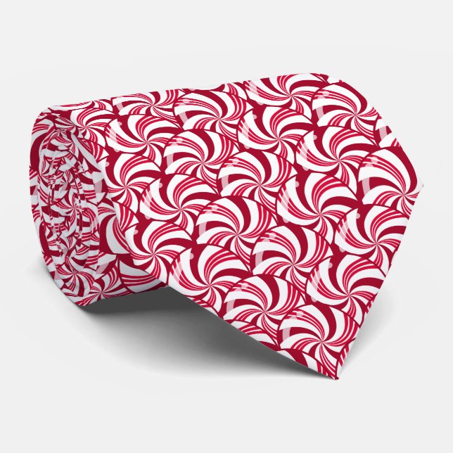 Peppermint Candies Scales Red - Weihnachtsmuster Krawatte (Gerollt)