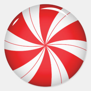 Peppermint Candy Candy Cane Weihnachtskleber Runder Aufkleber
