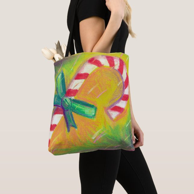 Peppermint Candy Cane Künstlerische Farbe Frohe We Tasche (Von Nahem)