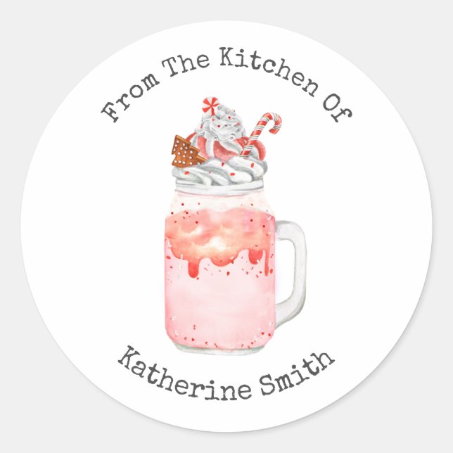 Peppermint Candy Cane Milkshake aus der Küche Runder Aufkleber (Vorderseite)