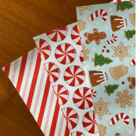 Peppermint Candy Cane Stripe Weihnachtskekse Geschenkpapier Set