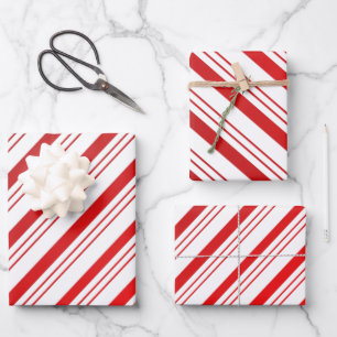 Peppermint Candy Cane Striped  Geschenkpapier Set