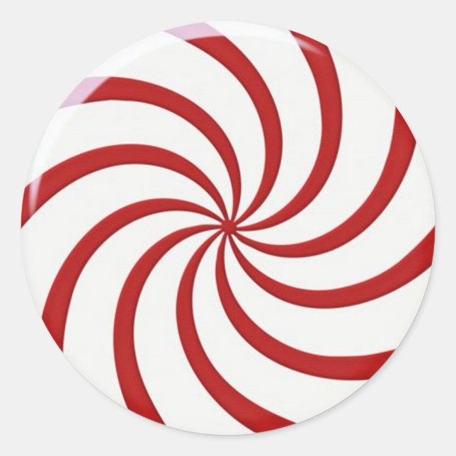 Peppermint Candy Christmas Classic Round Stick Runder Aufkleber (Vorderseite)