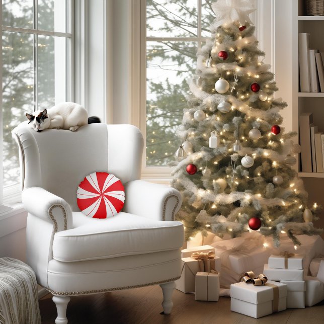 Peppermint Candy Holiday Rundes Kissen (Von Creator hochgeladen)