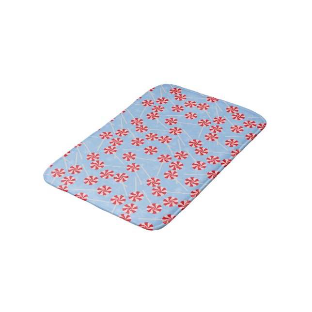 Peppermint Candy Mints Weihnachten Badematte (Schrägansicht)