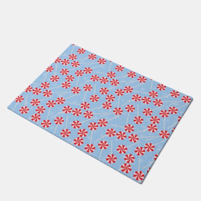 Peppermint Candy Mints Weihnachten Fußmatte (Schrägansicht)