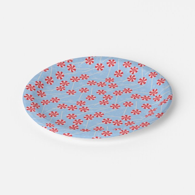 Peppermint Candy Mints Weihnachten Pappteller (Schrägansicht)