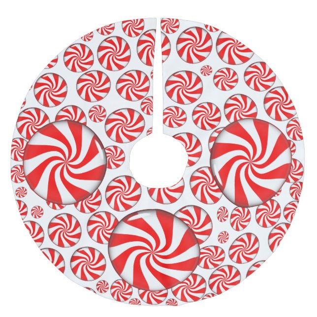 Peppermint Candy Polyester Weihnachtsbaumdecke (Vorderseite)