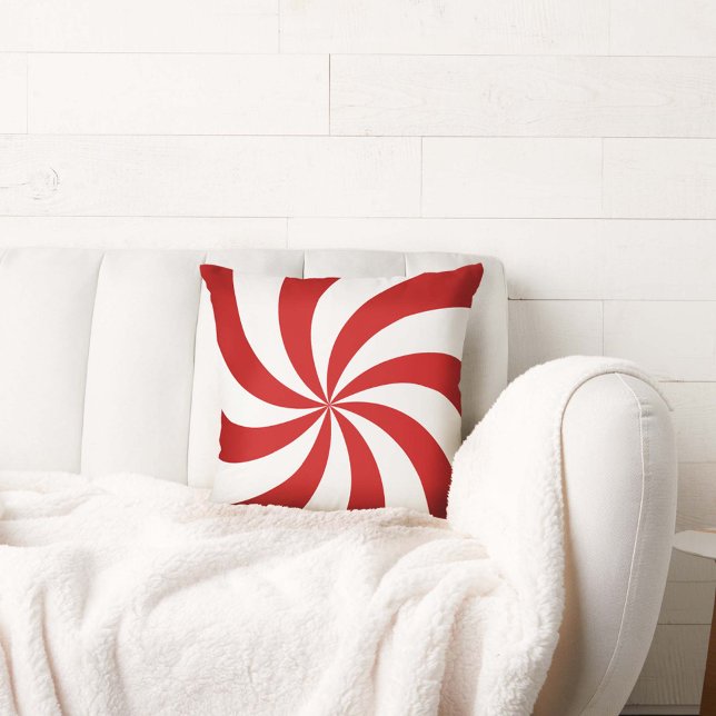 Peppermint Candy Swirl Kissen (Peppermint candy pillow for Christmas holiday decor.)