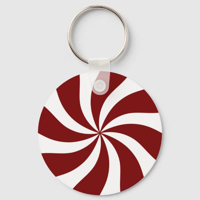 Peppermint Candy Swirl Rot und Weiß Schlüsselanhänger (Vorderseite)