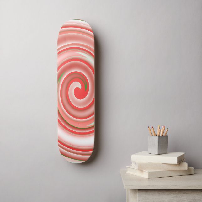 Peppermint Candy Swirl Skateboard (Wandkunst)