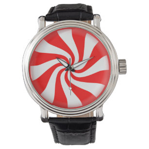 Peppermint Candy Vintag Leder Strap Black Watch Armbanduhr