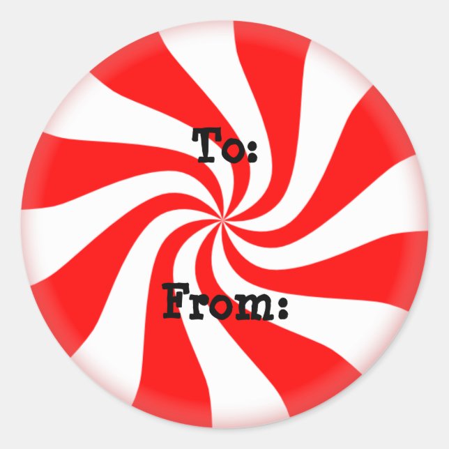 Peppermint Candy Weihnachtsgeschenke Tags Runder Aufkleber (Vorderseite)