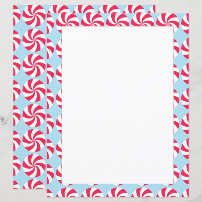 Peppermint Christmas Blue Stationspapier (Vorne/Hinten)