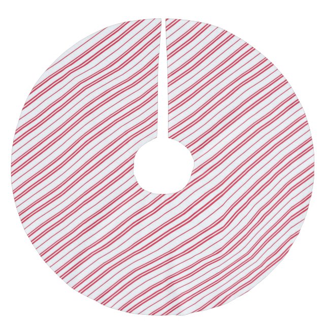 Peppermint Christmas Candy Cane Stripes Polyester Weihnachtsbaumdecke (Vorderseite)