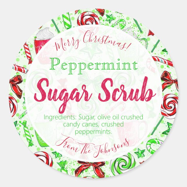 Peppermint de Noël Parfumé sucre Étiquettes (Devant)