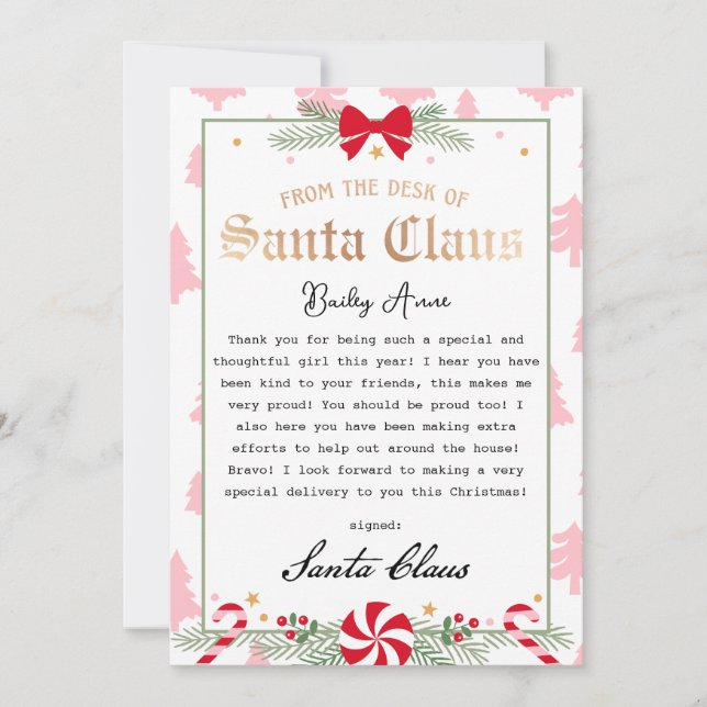 Peppermint Dreams Letter of Santa Printable Einladung (Vorderseite)