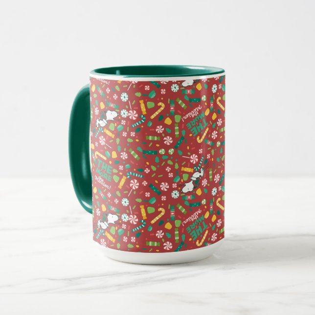 Peppermint Dreams Snoopy Candy Pattern Tasse (Vorderseite Links)
