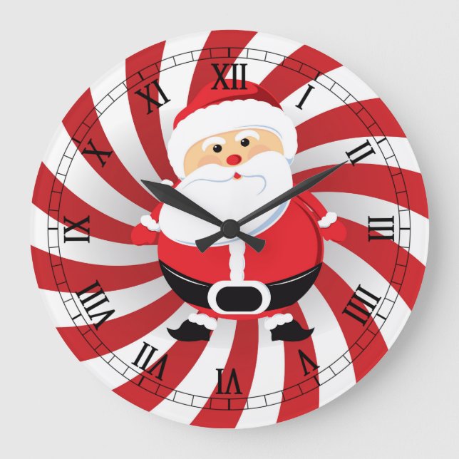 Peppermint Drehung Weihnachts-Weihnachtszeit Große Wanduhr (Vorderseite)