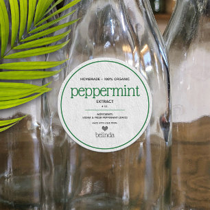 Peppermint Extract Personalisiertes Flaschenetiket Runder Aufkleber