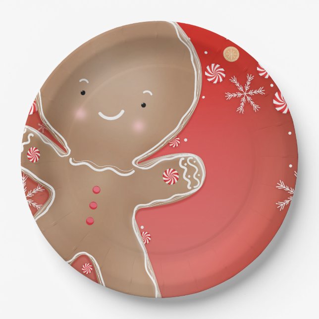 Peppermint Gingerbrot Cookie Holiday Party Pappteller (Vorderseite)