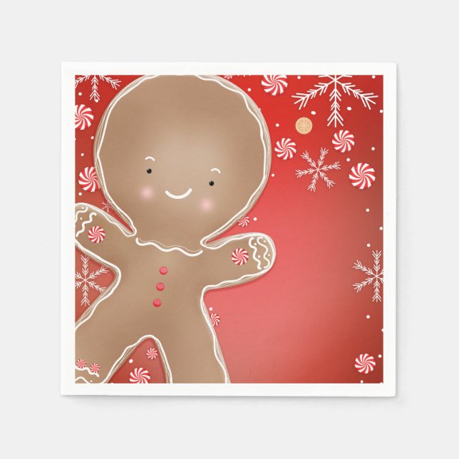 Peppermint Gingerbrot Cookie Holiday Party Serviette (Vorderseite)