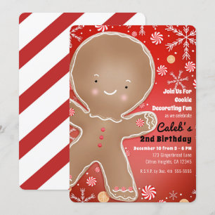 Peppermint Gingerbrot Man Holiday Birthday Party Einladung