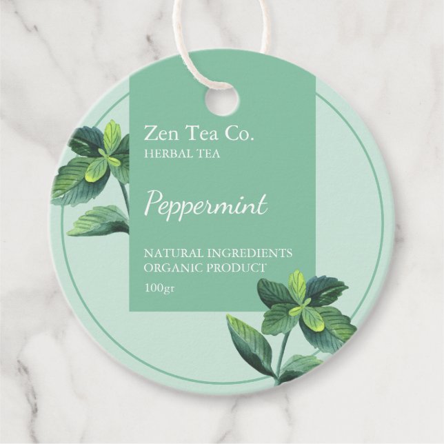 Peppermint Herbal Tee Business Tag Geschenkanhänger (Vorderseite)