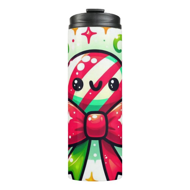 Peppermint Joy: Holiday Candy Character Thermosbecher (Vorderseite)