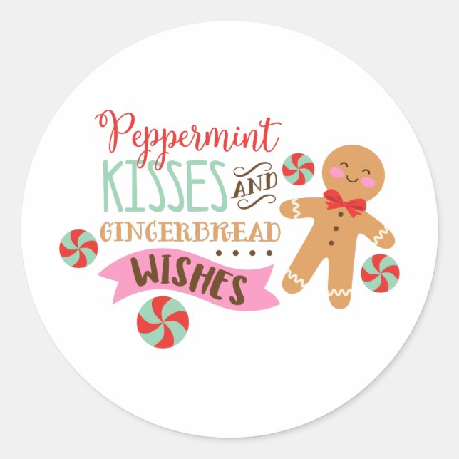 Peppermint Kisses Runder Aufkleber (Vorderseite)