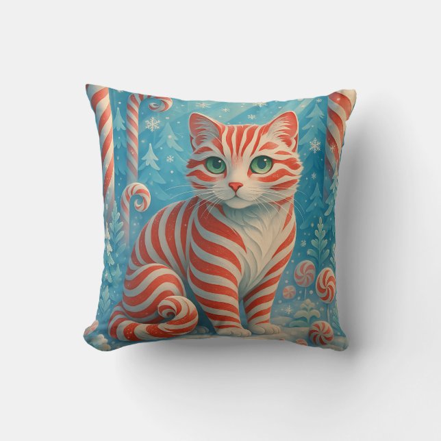 Peppermint Kitten - Candy Cane Forest Pillow Kissen (Vorderseite)