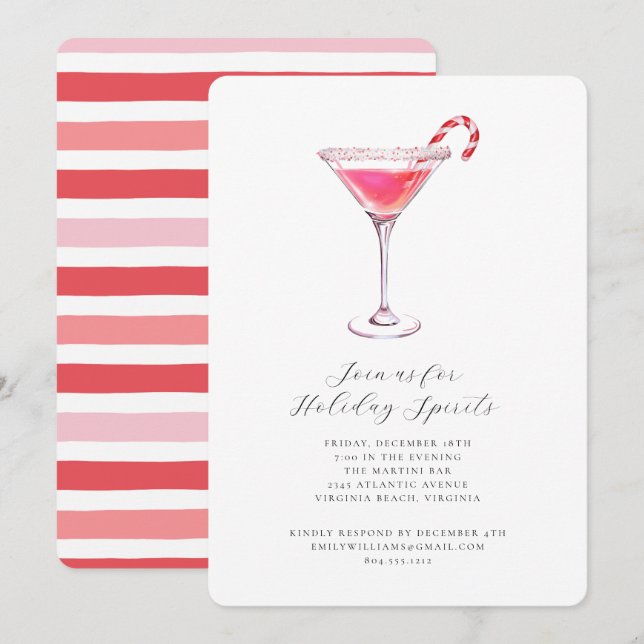 Peppermint Martini Holiday Cocktail Party Einladung (Vorne/Hinten)
