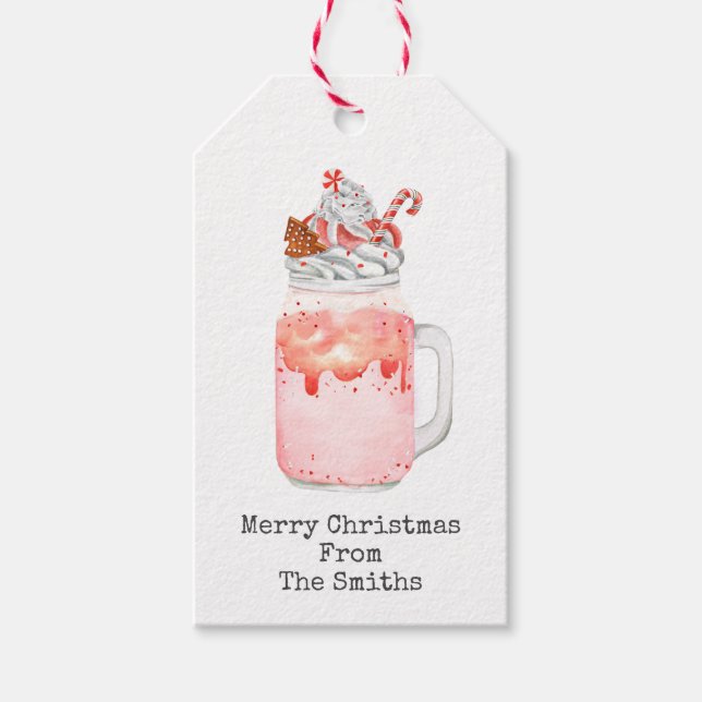 Peppermint Milkshake Frohe Weihnachten Geschenkanhänger (Vorderseite)