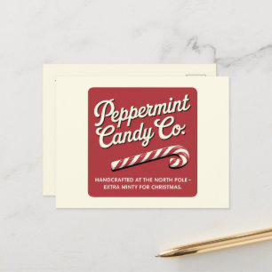 Peppermint Nordpol Bonbons hinzufügen Nachricht Feiertagspostkarte
