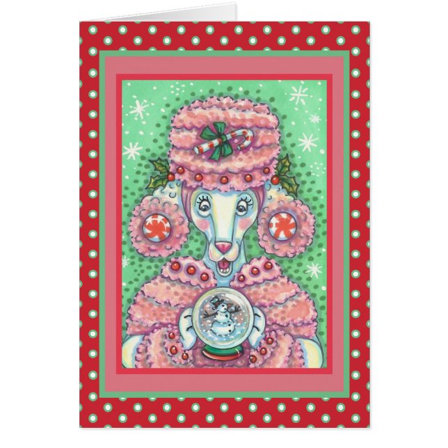 PEPPERMINT PINK POODLE WEIHNACHTSKARTE V (Vorne)