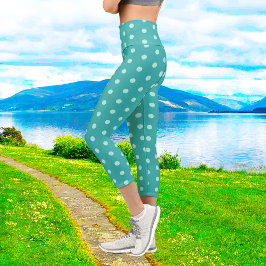 Peppermint Polka Dot Capri Leggings