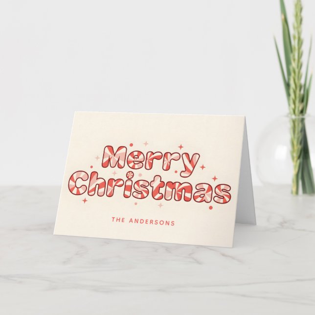 Peppermint Retro Schrift Frohe Weihnachten (Vorderseite)