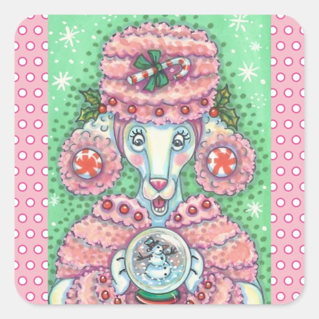 PEPPERMINT ROSE POODON, CHRISTMAS CHIEN STICKERS S (Devant)
