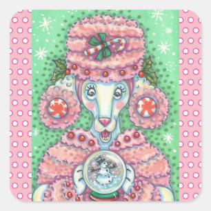 PEPPERMINT ROSE POODON, CHRISTMAS CHIEN STICKERS S
