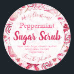 Peppermint Scented Christmas Sugar Scrub Labels Runder Aufkleber<br><div class="desc">Lassen Sie sich kreativ sein,  aber die Kosten werden behalten,  indem Sie köstliche,  duftende Pfefferminzen für Körper und Hände mit Zuckerregen nach dem Duft für den Körper oder die Hände herstellen. Hinter dem Hintergrund des Textes finden Sie viele Bonbons und Pfefferminzen.</div>