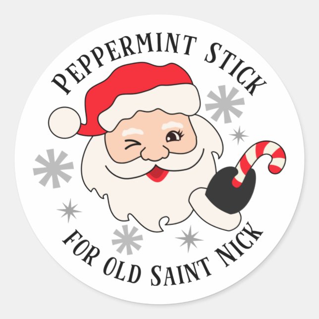 Peppermint Stick für das alte Saint-Nick Runder Aufkleber (Vorderseite)