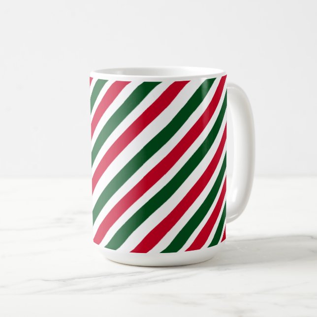 Peppermint Stick Stripes in Red, Green, and White Kaffeetasse (VorderseiteRechts)