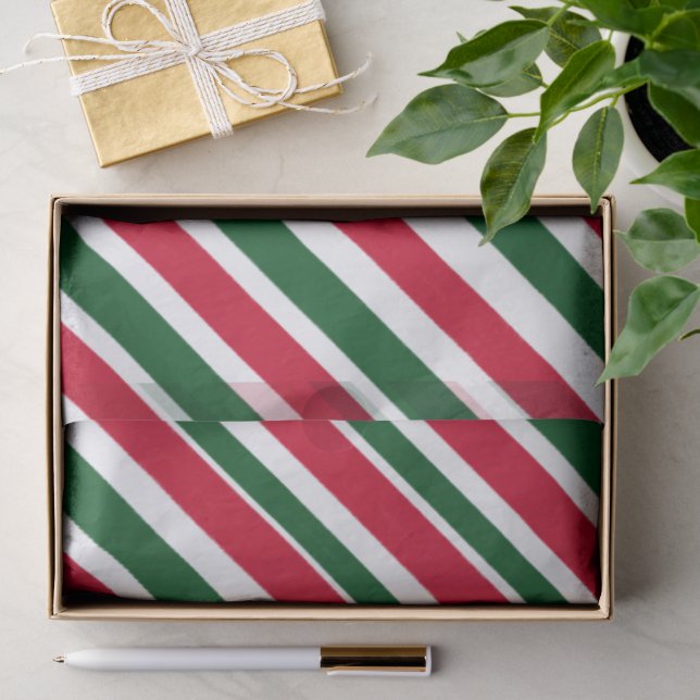 Peppermint Stick Stripes in Red, Green, and White Seidenpapier (Geschenk)