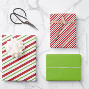 Peppermint-Streifen Geschenkpapier Set