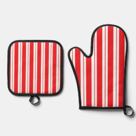 Peppermint Stripes Christmas Candy Cane Ofenhandschuh & Topflappen-Set